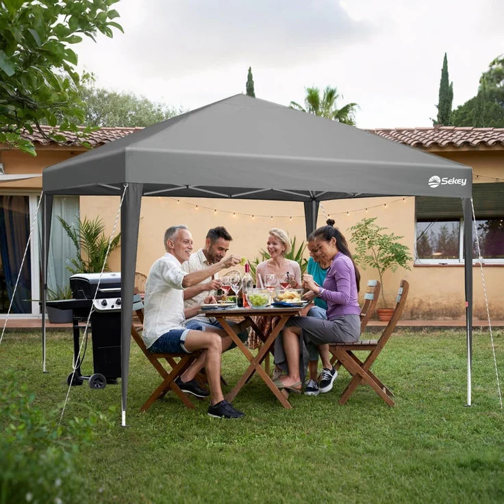 Pop Up Pavillon 3x3m, Wasserdicht Stabil Winterfest, Faltbar, Grau – Bild 2