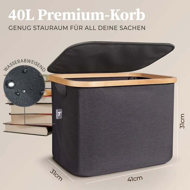 HENNEZ Wäschekorb Aufbewahrungsbox mit Deckel 40L, kompatibel mit IKEA KALLAX Regal, Aufbewahrungsboxen – Bild 3