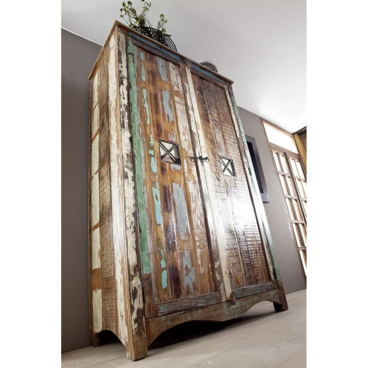 Kleiderschrank Altholz 118x60x198 mehrfarbig lackiert NATURE OF SPIRIT #42 – Bild 3