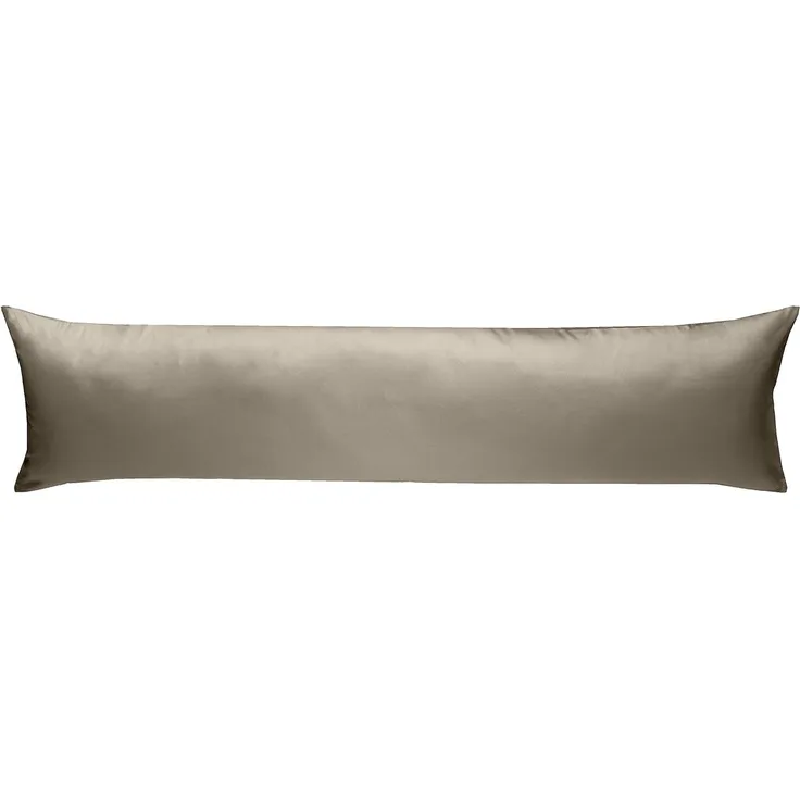 Mako-Satin Seitenschläferkissen Bezug uni / einfarbig braun 40x145 cm