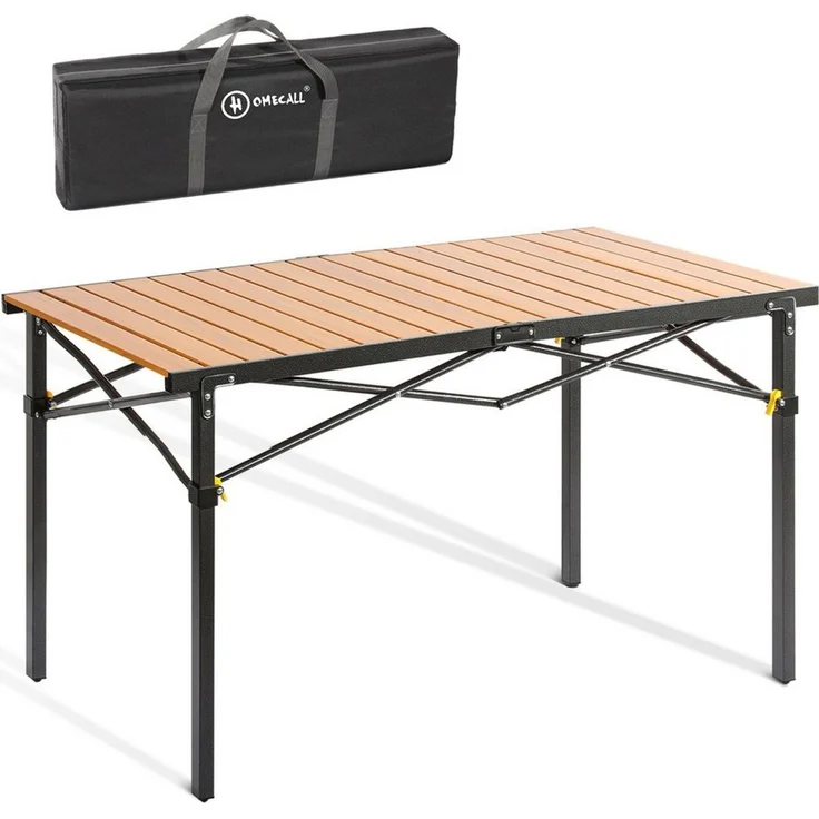 HOMECALL Klapptisch Campingtisch Klappbar Balkontisch Gartentisch Tragbar Outdoor Tisch (Aluminum Roll Up Tabletop, höhenverstellbares Bein, bis 100kg), Robust, stabil, für 4-6 Personen – Bild 1