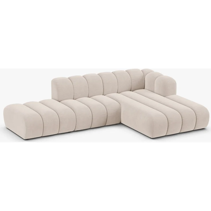 Micadoni Modulares Ecksofa offen Lupine 5-Sitzer Samt Venus Helles Beige Rechts – Bild 6