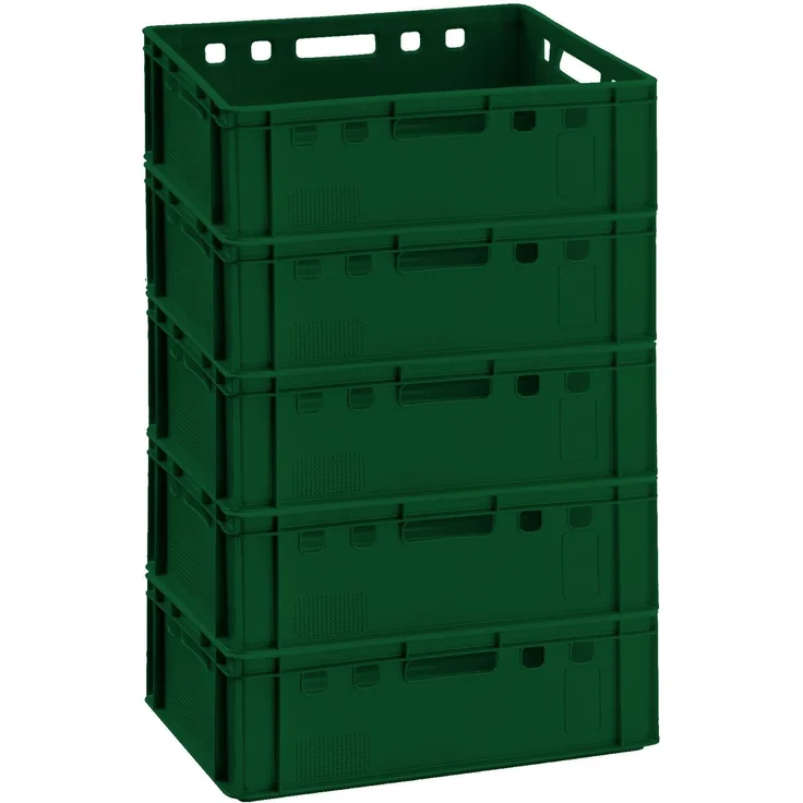 5x Fleischkiste E2 Fleischerkiste Eurobox 60x40x20cm lebensmittelecht, robust, stapelbar | Lagerkisten, Stapelkisten, Metzgerkiste Made in Germany – Bild 2
