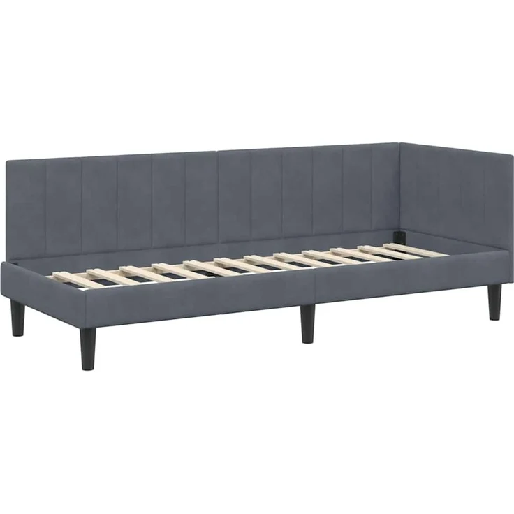 vidaXL Eckbettgestell mit Kopfteil Dunkelgrau 80 cm x 200 cm Samt 42016329 – Bild 3