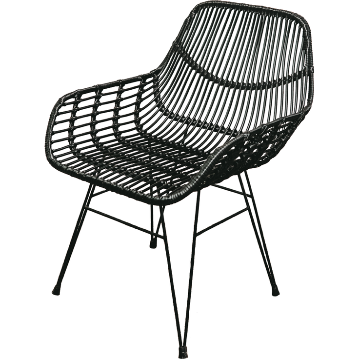 Sanotechnik Rattan Stuhl 'Jamaika', Metall, schwarz, 60x45x83 cm