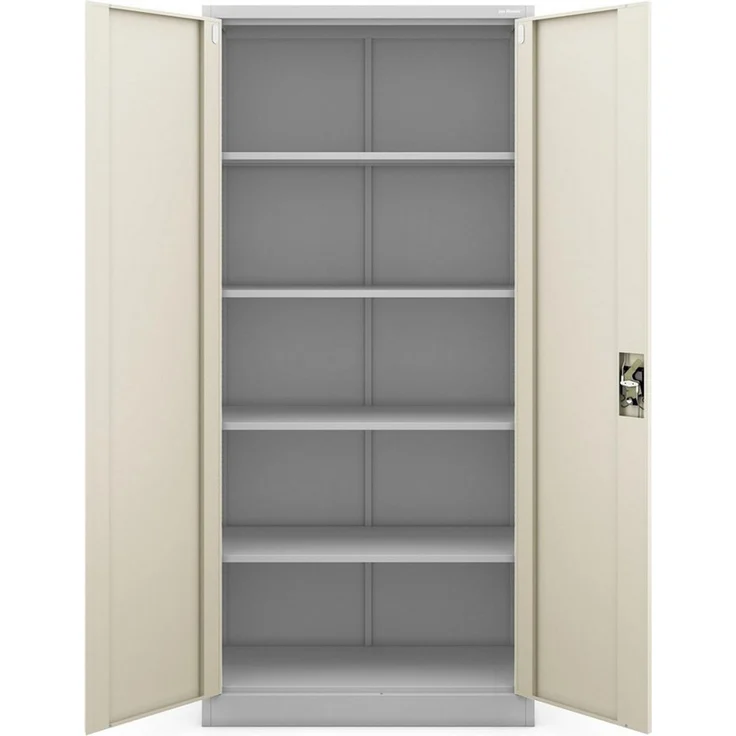 Jan Nowak Metallschrank abschließbar Aktenschrank Büroschrank Stahlschrank mit 4 verstellbaren Fachböden, Ordnerschrank für Büro Kanzlei Archiv Arbeitszimmer, 195 x 90 x 40 cm – Bild 4