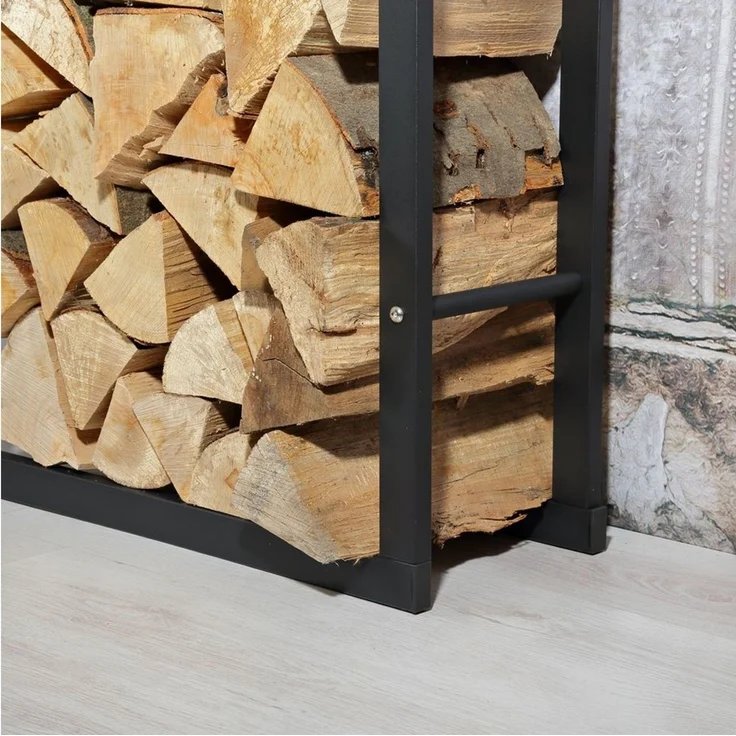 Feel2Home Kaminholzregal Brennholzständer Eisen pulverbeschichtet, Füße verstellbar, Schwarz, BxTxH:40x25x150 cm, (Holzregal), Pulverbeschichtet – Bild 3