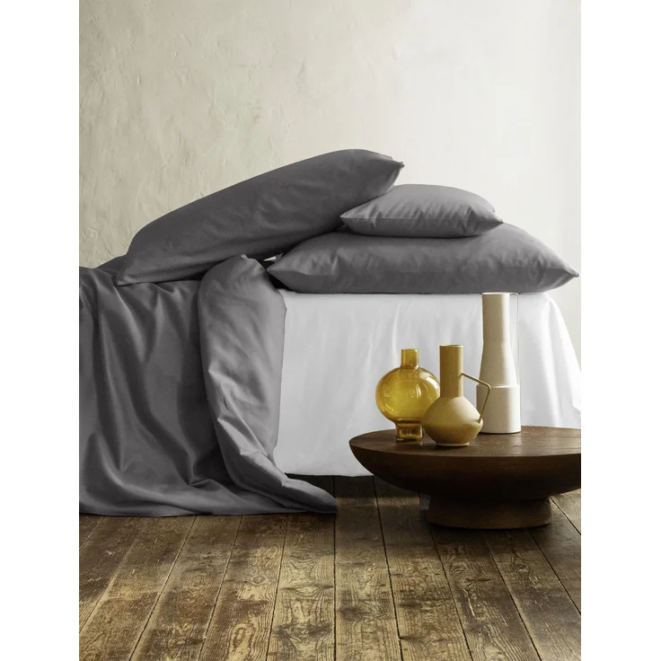 Irisette Mako-Satin uni Bettwäsche Set uni Paris 8000 grafit 135x200 cm + 1 x Kissenbezug 80x80 cm – Bild 5