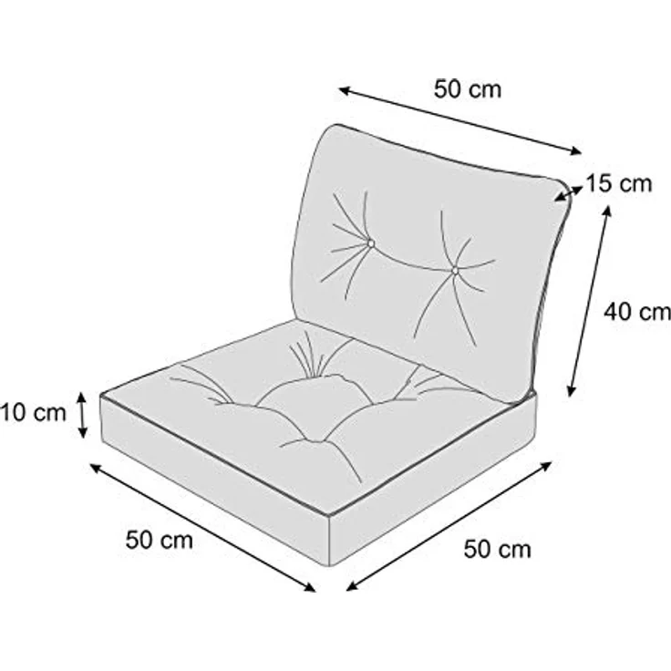 Bjird Stuhlkissen Polsterauflagen auf Rataanmöbel Emma 50 cm 60 cm 70 cm, 10 cm dicke Kissen für Rattansessel – Bild 5