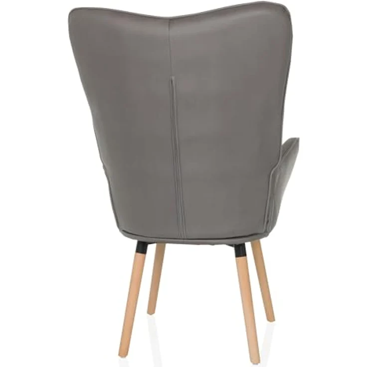 hjh LIVING Ohrensessel in Velour-Optik HAVENIO I Sessel für Wohnzimmer Schlafzimmer, Polsterstuhl mit Holzbeinen, Stoff Grau – Bild 8