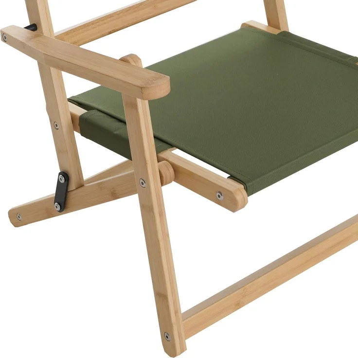 2er-Set Bambus Campingstuhl HWC-Q42, Gartenstuhl Balkonstuhl Freizeitstuhl klappbar Outdoor Stoff/Textil ~ grün – Bild 8