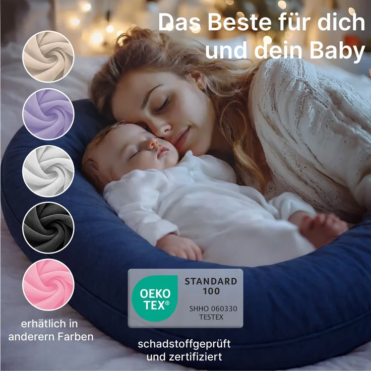 ELONEO Seitenschläferkissen mit Bezug, Stillkissen, Schwangerschaftskissen XXL, Blau – Bild 5