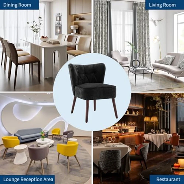 GarveeHome Lehnstühle Mit Ohrenlehne, Loungesessel Mit Leinenbezug, Gepolsterter Esszimmerstuhl Mit 130kg Tragkraft, Für Esszimmer Und Wohnzimmer, 51,6 x 68,6 x 73,9 cm – Bild 6