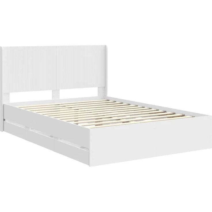 vidaXL Bettgestell mit Stauraum und Kopfteil Weiß 150 x 200 cm 3413935 – Bild 4