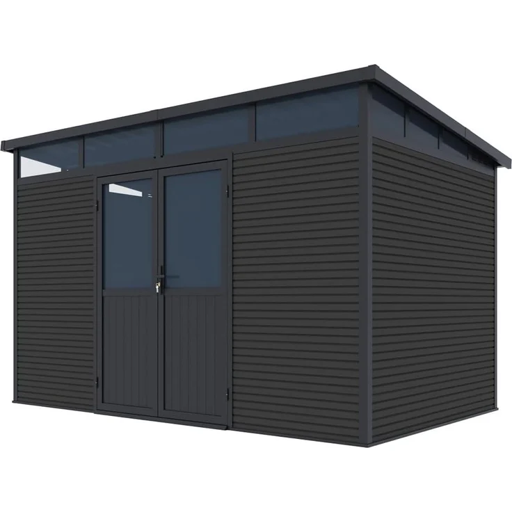Weide Gartenhaus | Aluminium & WPC | Gerätehaus mit Doppeltür | 338x218x226 cm | Wetterfest in Anthrazit – Bild 1