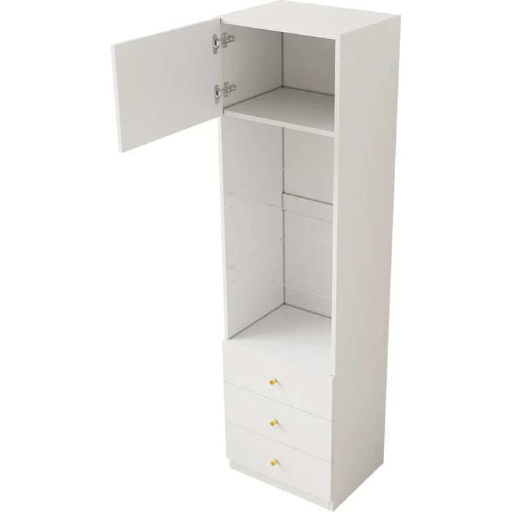 U-life Vitrine 100x40 cm, fürs Schlafzimmer, Hochschrank, Aufbewahrungsschrank, Bücherregal, Offenem Stauraum, MDF, Weiß – Bild 6