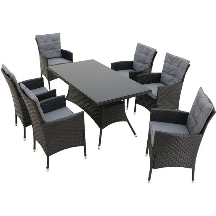 KONIFERA Garten-Essgruppe Mailand, (Set, 19-tlg, 6x Sessel, 6x Sitzauflagen, 6x Rückenauflagen, 1x Tisch), 6 Sessel, 6 Sitz,- und 6 Rückenkissen, 1 Tisch, 1 Gratis Schutzhülle – Bild 4