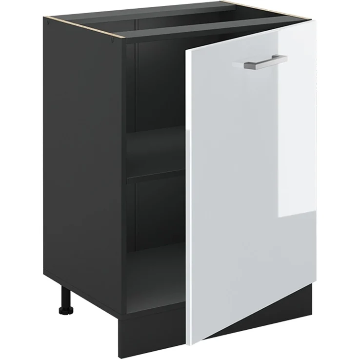 Küchenunterschrank R-Line Weiß Hochglanz/Anthrazit 60 cm mit 1 Tür Arbeitsplatte Anthrazit Vicco – Bild 3