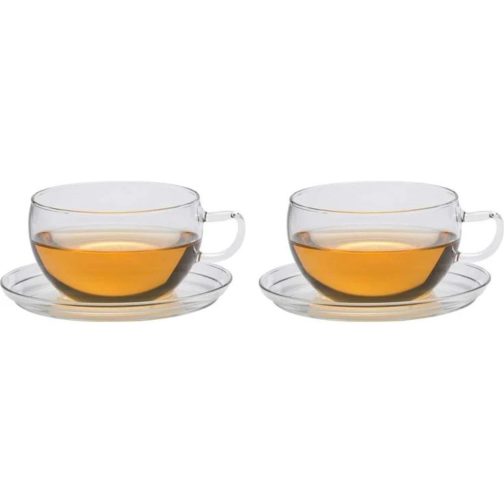 Trendglas Jena Borosilikat Tee Tassen mit Glasunterteller 2er-Set 0,4l Jumbo – Bild 1