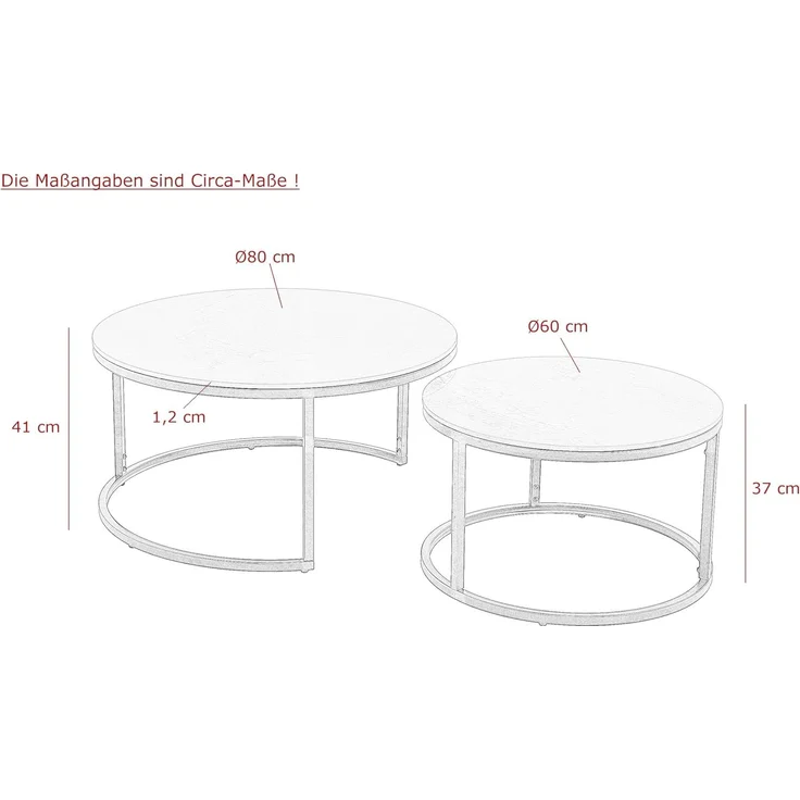 Couchtisch Luis - Marmoroptik Grau / Schwarz - 2-teilig – Bild 2