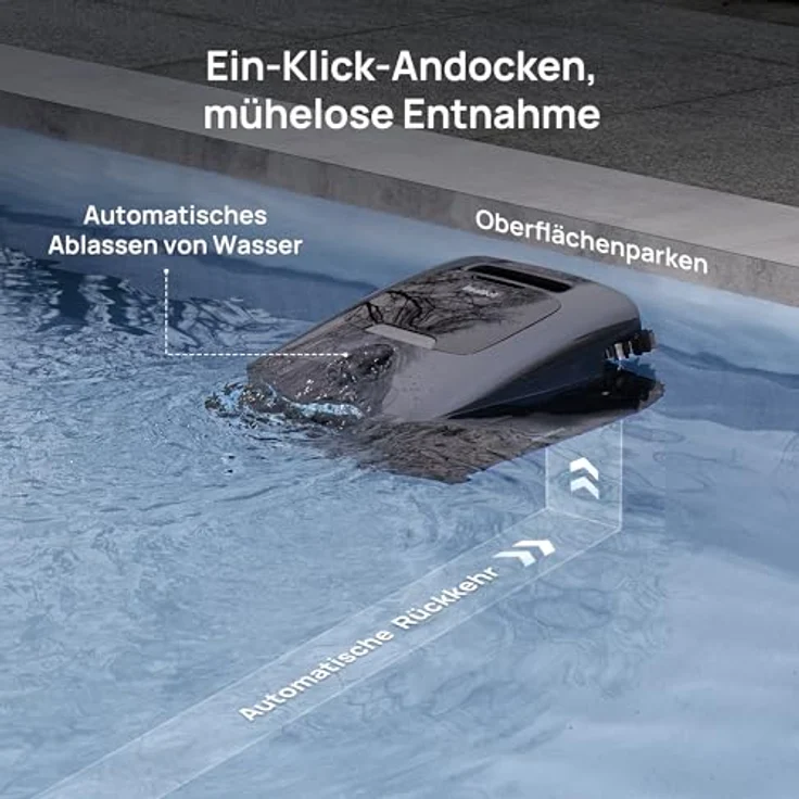 Beatbot Aquasense 2 Ultra Poolroboter, Hybridsense KI Mapping, 5in1 Komplettreinigung, KI-Schmutzerkennung, Poolsauger Akku für Oberfläche Boden und Wand, Poolreinigung bis zu 300m² – Mitternachtblau – Bild 5