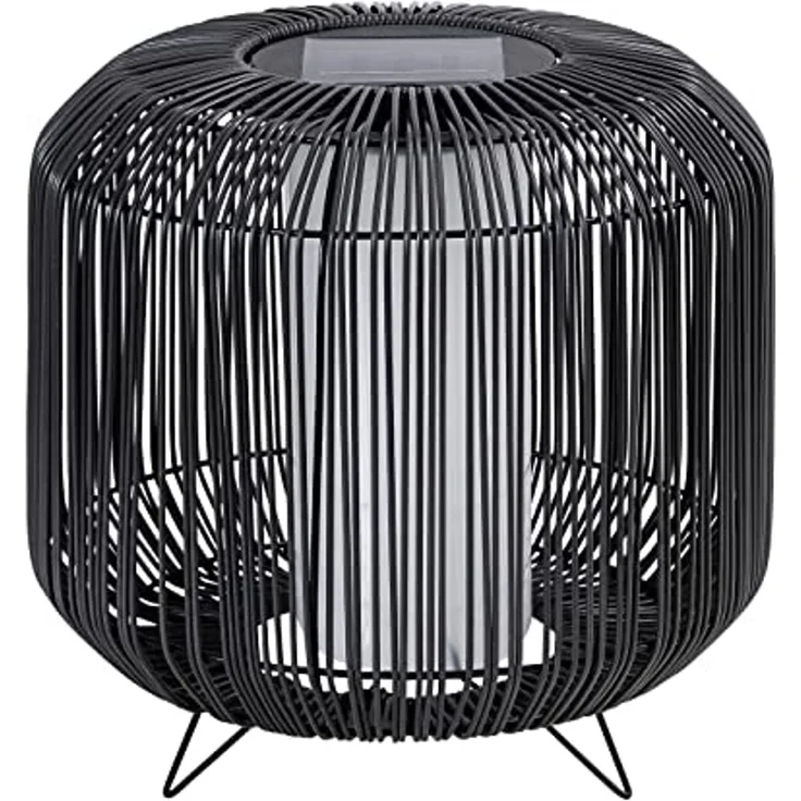 Dehner LED Solarleuchte Solar-Laterne Bari, Ø 30 cm, Kunststoff/Metall, Warmweiß, warmweißes Licht, Schutzart IP44, Farbe anthrazit