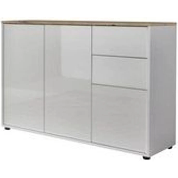 BMG Möbel Kommode Mailand 10 Artisan (in Weiß-Oberboden Artisan Eiche/Hochglanz Weiß), Schubladenkommode Anrichte Sideboard – Bild 6