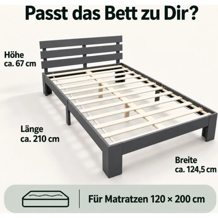 Relaxdays Bett Massivholz 120x200 cm – Bild 4