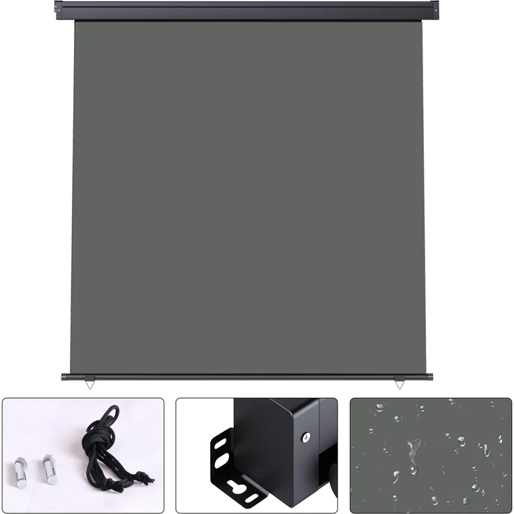 Senkrechtmarkise ausziehbar Seitenmarkise Windschutz Balkonmarkise Sichtschutz - 100x250cm - Grau – Bild 4