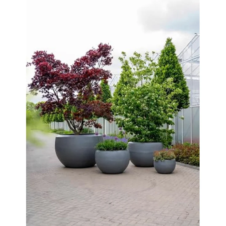 Capi Europe Übertopf rund Arc Granite, Anthrazit, Ø 67 cm x H 45 cm, leicht, bruchsicher, frost- und UV-beständig, für Innen- und Außenbereich – Bild 2