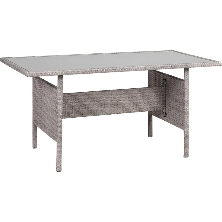 Beliani 'VITERBO' Gartentisch, Polyrattan grau, 145x80 cm