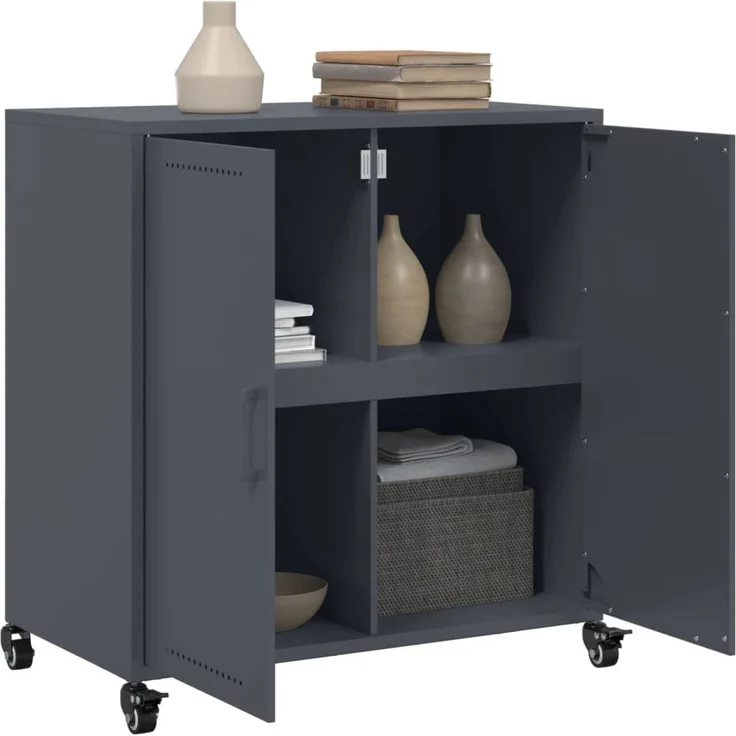 vidaXL Sideboard Anthrazit 68x39x72 cm Stahl 846658 – Bild 4