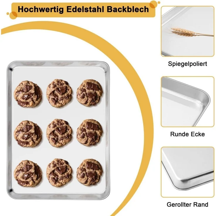 Onader Backblech Abkühlgitter Edelstahl Rechteckig Backform Ofenblech – Bild 3