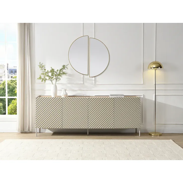 Vente-unique - TASIBA Sideboard Holz, Platte BeigeBeige - B 41 cm x H 77 cm x L 200 cm