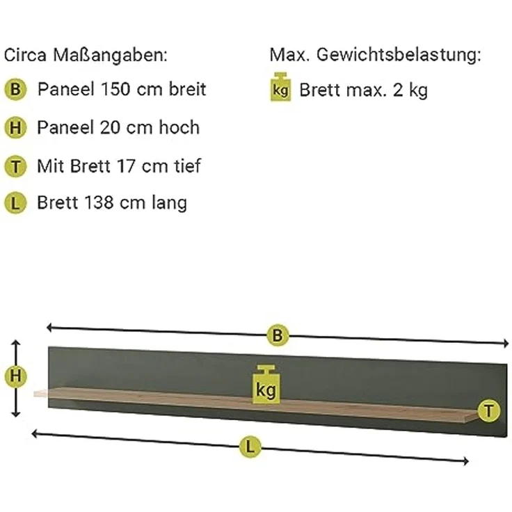 Lomadox Wohnwand CINCINNATI-61, (3-St), im Landhausstil in grün mit Wotan Eiche mit Beleuchtung 240/207/45cm – Bild 7