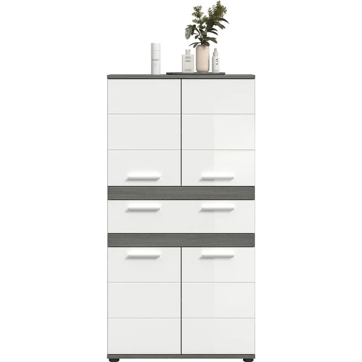 welltime Hochschrank LUCCA, Höhe 137cm, 4 Türen, 1 Schubkasten, 4 Fächer (in verschiedenen Farben erhältlich, große Typenauswahl) Badschrank, Badmöbel, Badezimmer, Universalschrank, Mehrzweckschrank – Bild 2