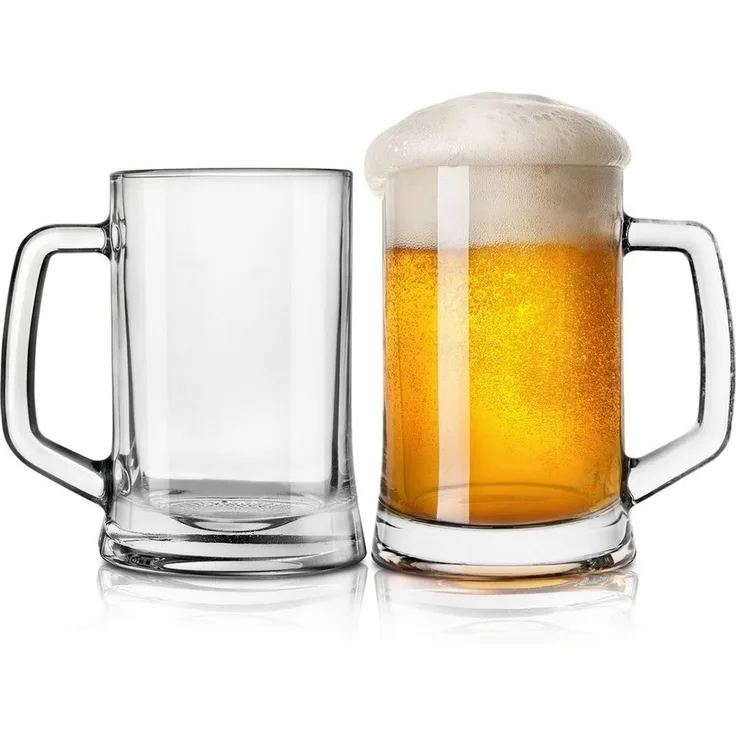 KONZEPT Bierkrug 0,5 liter, Biergläser mit Henkel, 2-tlg, Perfekt für Zuhause, Restaurants und Biergärten, spülmaschinenfest