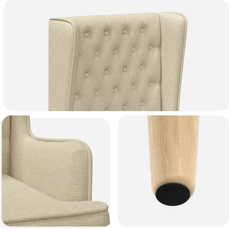 vidaXL Hochlehner Creme Stoff 42042486 – Bild 6