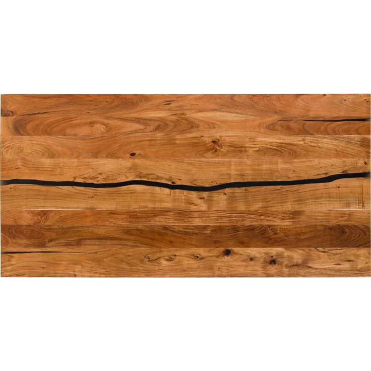 Esstisch Akazie 220x100x74 natur lackiert / Epoxid schwarz, Kreuzgestell silber matt EPOXY – Bild 4