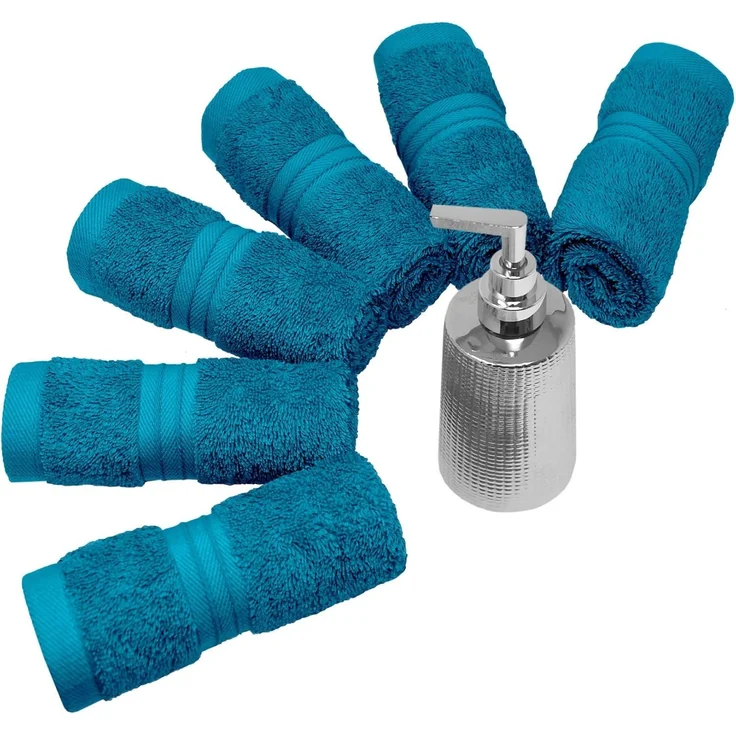Lashuma Seiftuch Linz, (Set, 6-St), kleine Gästetücher Petrol 30x30 cm – Bild 7