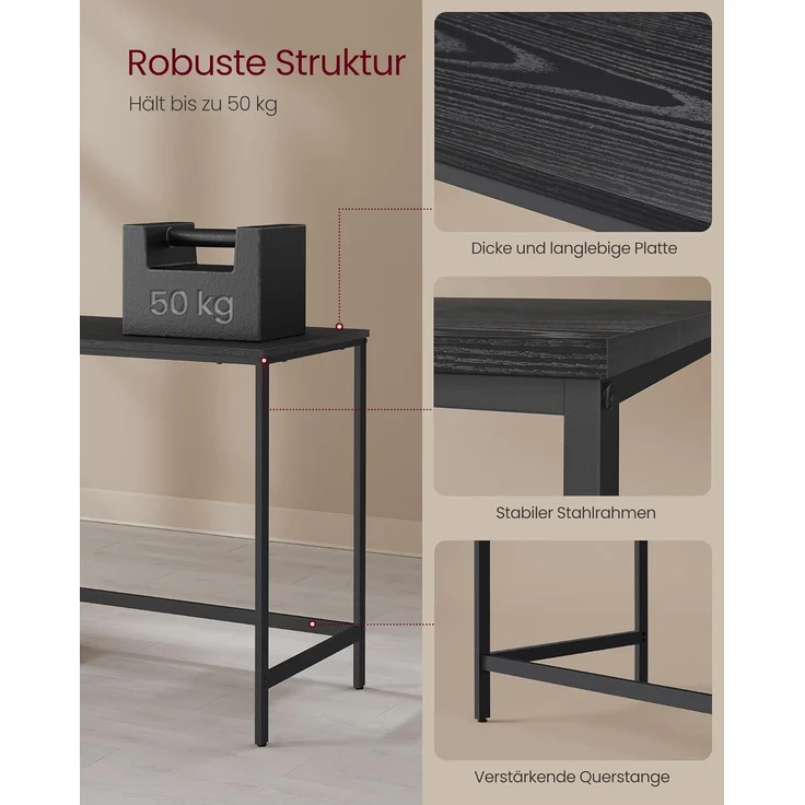 Vasagle Schreibtisch Computertisch, Bürotisch mit 2 Ablagen, 50 x 100 x 76 cm – Bild 5