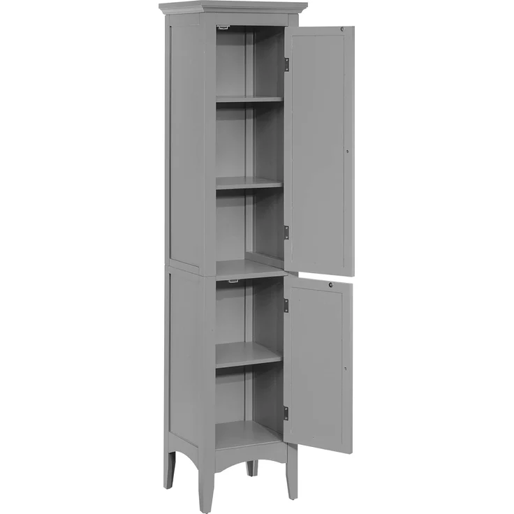 Teamson Home Glancy Wooden Leinenturm hoher Badezimmerschrank grau ELG-640 mit Lagerung – Bild 6