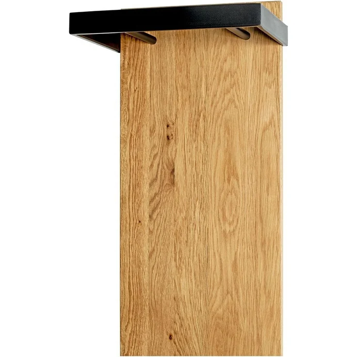 Haku Wandgarderobe aus Eiche Massivholz mit schwarzem Metallrahmen, 7 Haken und Kleiderstange, 35x25x175 cm – Bild 5