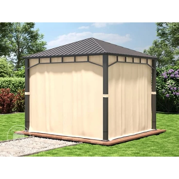 Gartenpavillon 3x3 m Stahldach Hardtop 4 Seitenteile in Champagner, Pfosten 9x9 cm – Bild 4