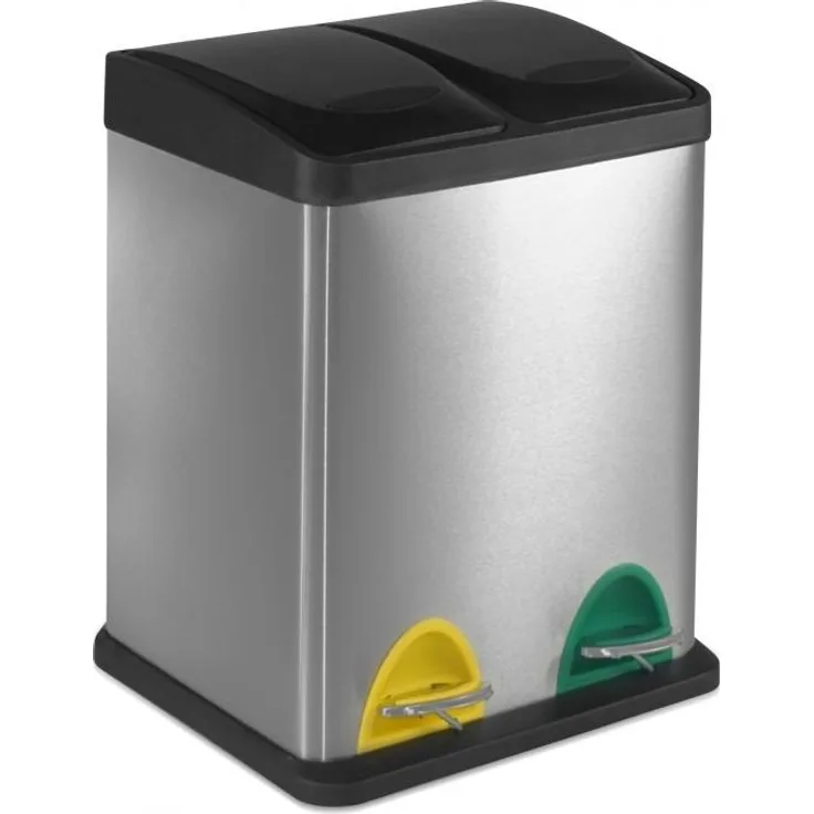 Jago® Abfallbehälter Fächer, Edelstahl silber, 16 (2x8) Liter