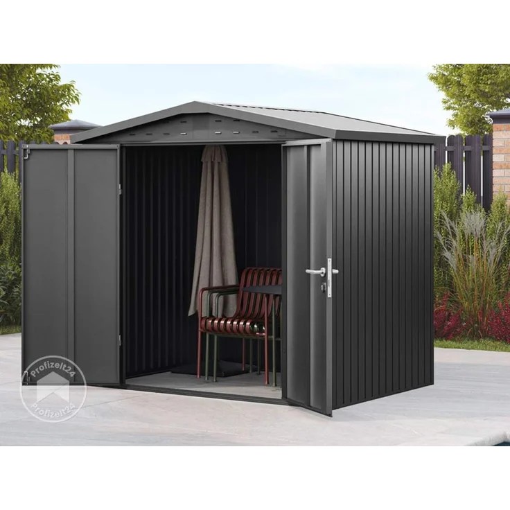GFP Primeyard Gerätehaus Metall Gartenhaus 210x150x205 cm Geräteschuppen Satteldach anthrazit – Bild 2