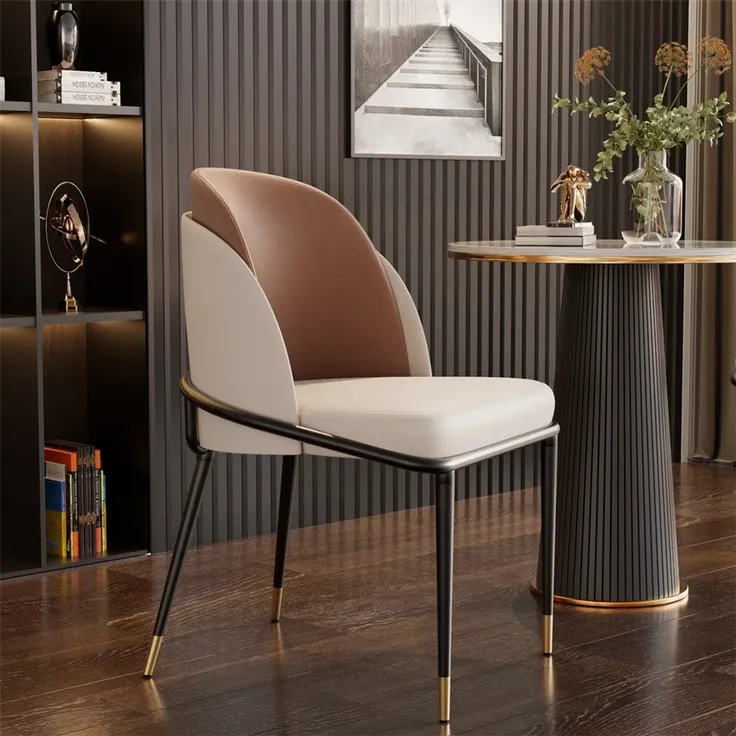 FATIVO 2er Esszimmersthle Kchenstuhl Leder+Metallbeine Polsterstuhl Esszimmerstuhl Wohnzimmerstuhl Kchenstuhl Rcklehne Sthle 150kg Beige 80x52x50 cm