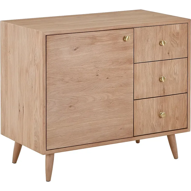 Vente-unique - Waschbeckenunterschrank aus Massivholz Eiche - Hell Natur - 93 cm - ZARENO