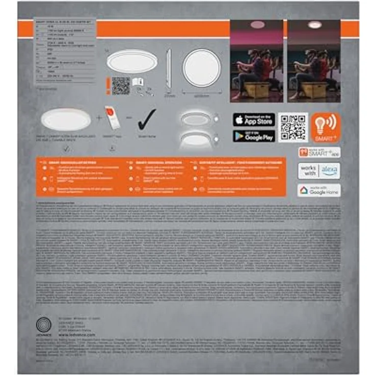 Osram SMART+ WiFi Orbis Ultra Slim LED Panelleuchte 235mm, Weiß, 19W, 1140lm, RGB+TW 2700-6500K, Alexa-kompatibel, dimmbar – Bild 4