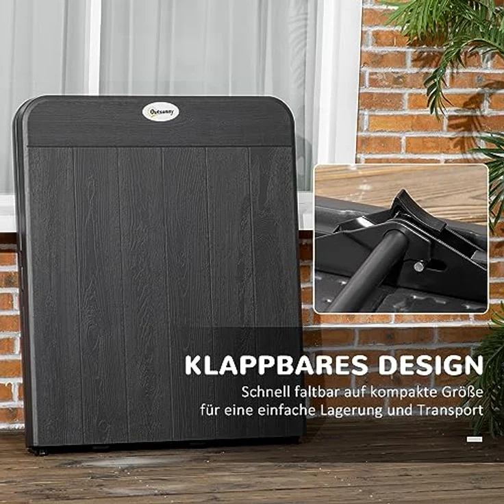 Outsunny Klapp-Gartentisch, dunkelgrau, 180x75.5x73 cm, aus Metall und Kunststoff, für 6 Personen, wetterbeständig und pflegeleicht – Bild 6